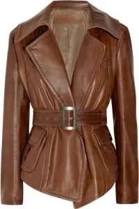 jaket kulit wanita warna coklat klasik yang keren