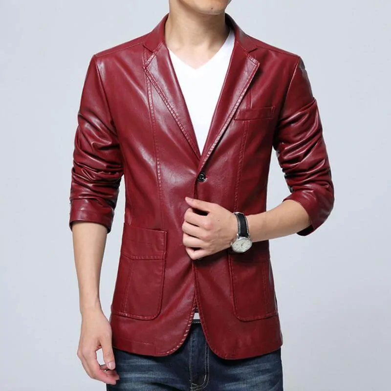 model jaket kulit pria terbaru motif jas warna tan